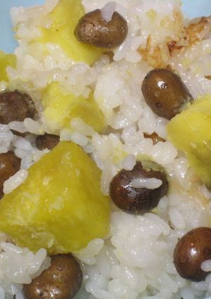 圧力鍋でむかごとさつまいもの秋味ごはん-レシピのメイン写真