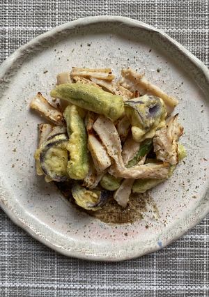 スパイス香る夏野菜と鳥軟骨のおつまみ-レシピのメイン写真