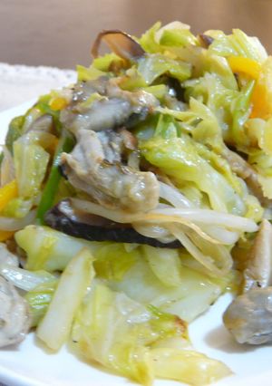 牡蠣とキャベツの中華風炒め-レシピのメイン写真