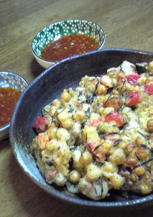 中華風ピリ辛トマトだれで豆豆かき揚げ-レシピのメイン写真