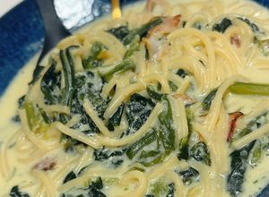 ベーコンとほうれん草の豆乳クリームパスタ-レシピのメイン写真