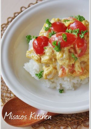 簡単！オリーブオイルで卵トマト丼♪-レシピのメイン写真