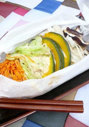 鮭と五方色野菜の包み焼き♪トースターで-レシピのメイン写真