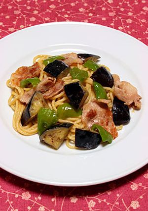 ナスとピーマンの生姜味噌焼きパスタ-レシピのメイン写真
