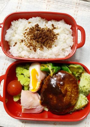 6/12レンチンハンバーグ弁当-レシピのメイン写真