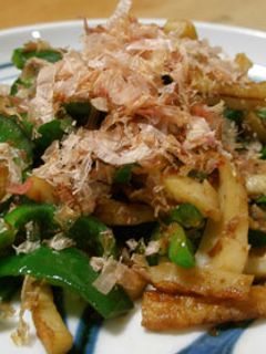 ピーマンちくわ麺つゆ炒め お弁当のおかず-レシピのメイン写真