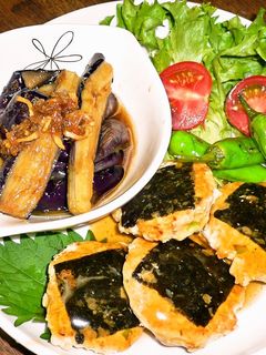 鶏つくねハンバーグの磯辺焼き♪-レシピのメイン写真
