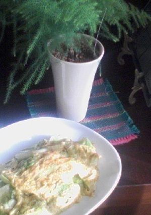 夫の手料理　レタス入りオムレツ-レシピのメイン写真