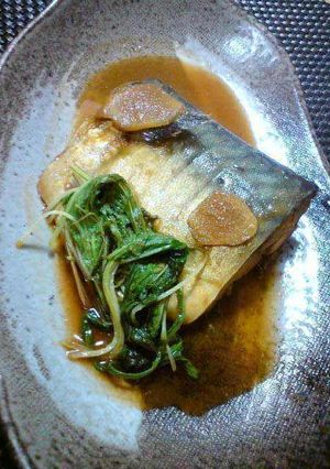 旬のお魚♪さばの味噌煮　水菜添え-レシピのメイン写真