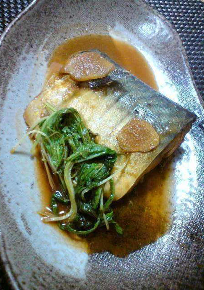 旬のお魚♪さばの味噌煮　水菜添え-レシピのメイン写真