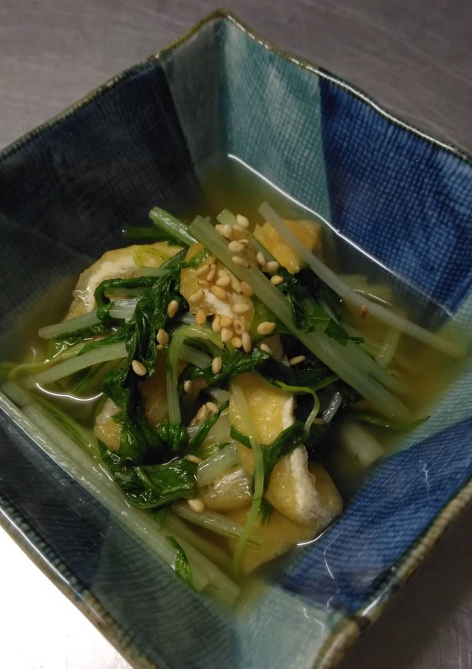 水菜と油揚げのゆず煮びたし-レシピのメイン写真