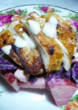 鶏香味焼きとむらさき芋のコリコリサラダ-レシピのメイン写真