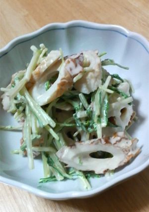 ちくわと水菜のワサビ醤油マヨ和え-レシピのメイン写真