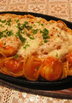 ～エビ・チリ・チーズ焼きスパ～-レシピのメイン写真