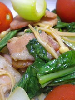 チンゲン菜とベーコンのポン酢炒め-レシピのメイン写真