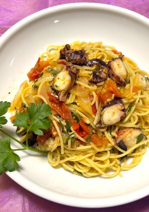 【4月】トマトと島だこのパスタ-レシピのメイン写真