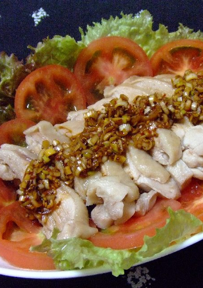 ヘルシー蒸し鶏と中華風葱ソース-レシピのメイン写真