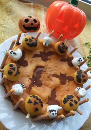 ハロウィン　かぼちゃのチーズケーキ-レシピのメイン写真