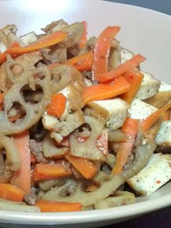 れんこんと厚揚げ(生揚げ)炒め煮きんぴら-レシピのメイン写真