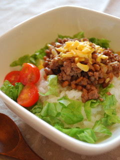 タコライス風♪ひき肉納豆ごはん-レシピのメイン写真