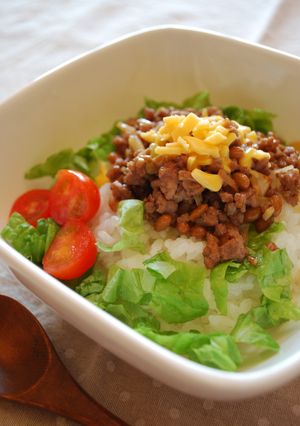 タコライス風♪ひき肉納豆ごはん-レシピのメイン写真