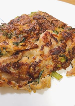 簡単！豚ニラ★ふわふわ山芋のお好み焼き風-レシピのメイン写真