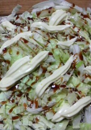 キャベツをレンジでチンしてお好み焼き風-レシピのメイン写真