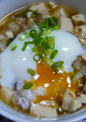 温泉卵と豆腐だしかけご飯-レシピのメイン写真