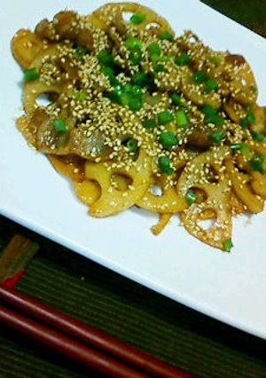 れんこんと豚肉の炒め物。-レシピのメイン写真