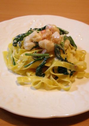 エビとほうれん草のクリームパスタ-レシピのメイン写真