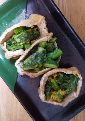 #春レシピ2026菜の花の酢味噌和え稲荷-レシピのメイン写真