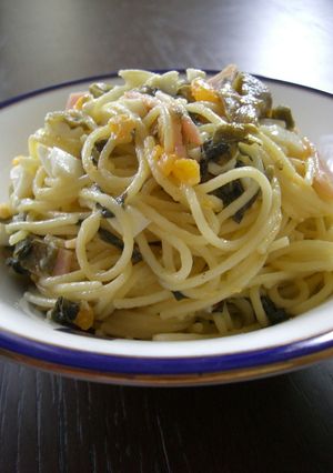 高菜とゆで卵のサラダスパゲッティ-レシピのメイン写真