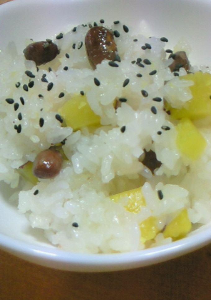 さつまいもと金時豆の簡単炊飯おこわ-レシピのメイン写真