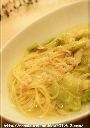 カニとレタスのスープパスタ-レシピのメイン写真