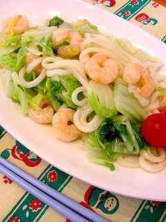 塩味で★白菜とえびのシンプル蒸しうどん-レシピのメイン写真
