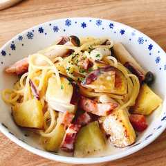 รูปของ さつまいもとベーコンのミルクパスタ