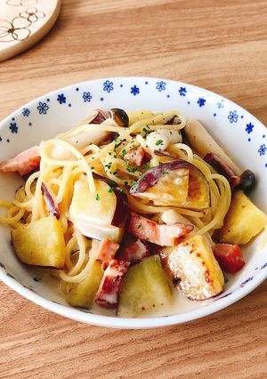 さつまいもとベーコンのミルクパスタ-レシピのメイン写真