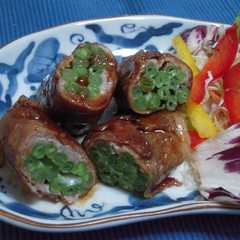 รูปของ インゲンとチーズの豚肉巻き