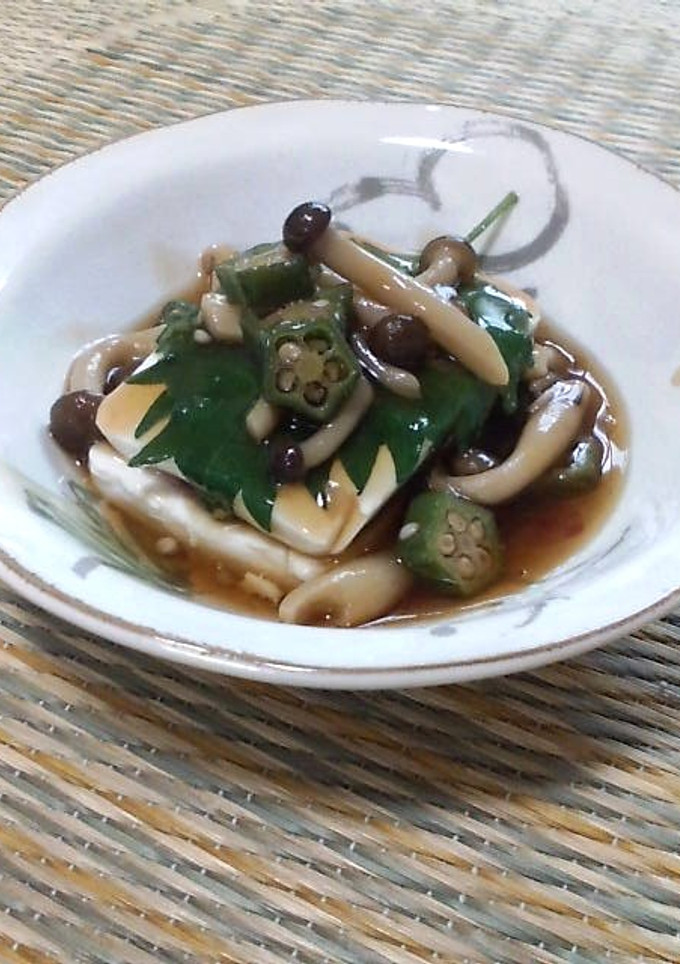 梅しそ豆腐のきのこ餡かけ-レシピのメイン写真