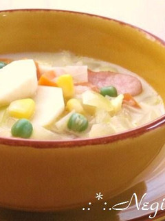 ∮里芋とコーン♡具だくさんの豆乳スープ∮-レシピのメイン写真