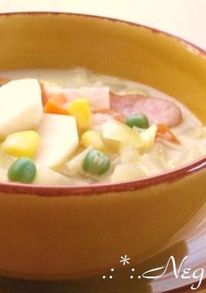 ∮里芋とコーン♡具だくさんの豆乳スープ∮-レシピのメイン写真
