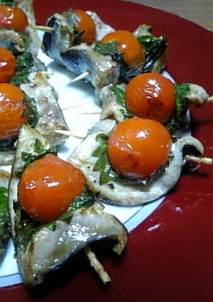 さんま&トマト&大葉の串焼き-レシピのメイン写真