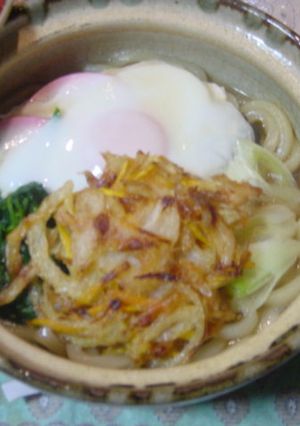 天ぷら入り♪一人鍋焼きうどん-レシピのメイン写真