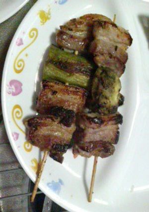 ローストパンで塩豚と白茄子の焼き鳥-レシピのメイン写真