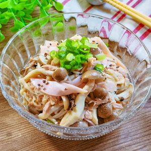 簡単5分！病みつきになる~無限ハムきのこ