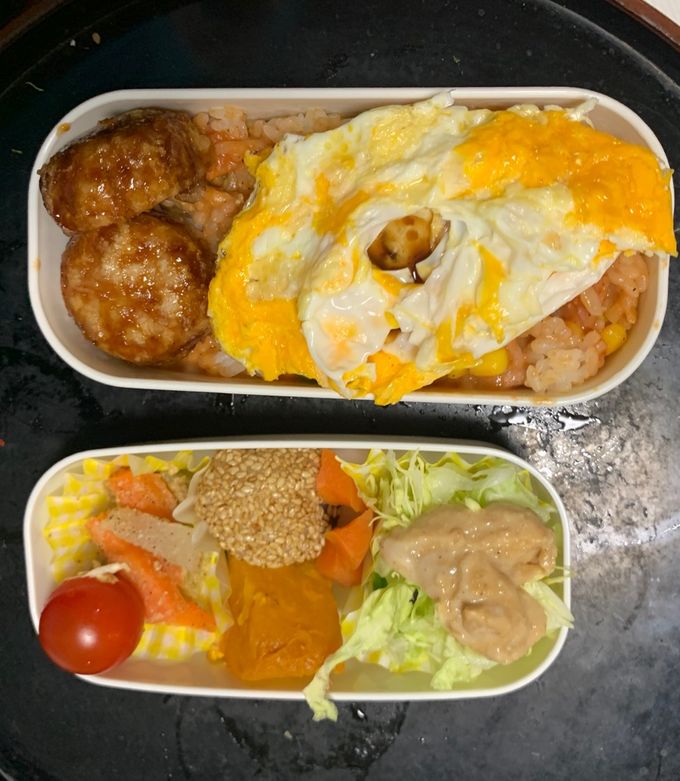 レンジ簡単キムチデミ味オムライス弁当-レシピのメイン写真