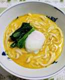 簡単昼食！小松菜卵冷やし豆乳カレーうどん