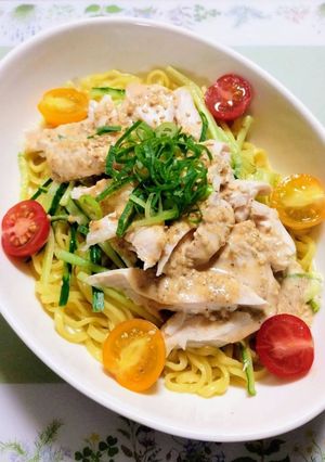 夏!ささみのバンバンジー冷やし麺簡単タレ-レシピのメイン写真