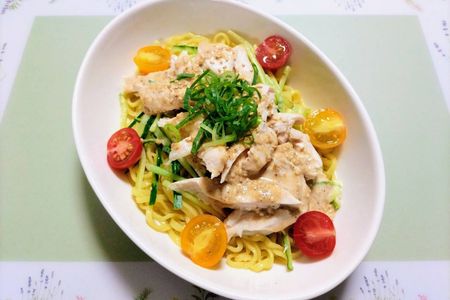 夏！ささみのバンバンジー冷やし麺簡単タレ