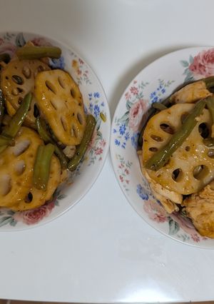 ささみと蓮根といんげんのヤンニョム酒蒸し-レシピのメイン写真